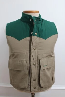 Vtg 70s Hillary Fieldwear S Brown Green Snap Western Puffer Vest Thinsulate - Image 1 of 4