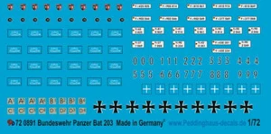 Peddinghaus Decals 1/72 0891 Esercito Tedesco Panzerbatallion 203 - Foto 1 di 1