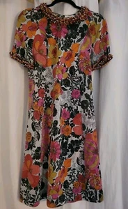 Vintage 60s Emilia Bellini Beaded Silk Lurex Dress M - Picture 1 of 8