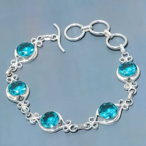 Apatite Quartz Gemstone Silver Plated Bracelet Jewelry 7-8" - Picture 1 of 1