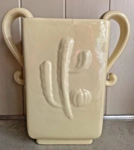 Vintage Red Wing Art Pottery Cactus Vase #764 Yellow Brownish Interior Flaws - Picture 1 of 9