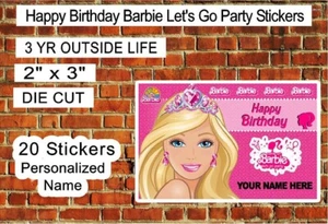 Happy Birthday Barbie Let's Go Party Sticker 20 Pack for Kids Bags - Picture 1 of 3