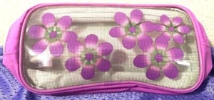CLINIQUE MAKEUP TASCHE LILA BLUMEN NEONGRÜN NEU NIE BENUTZT - Bild 1 von 1