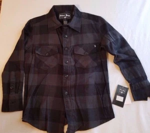 NWT Silver Point Boys Black / Gray Plaid Button Down Shirt, L/S, Size S Kids - Picture 1 of 6