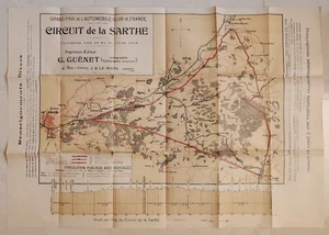GRAND PRIX AUTOMOBILE CIRCUIT DE LA SARTHE JUIN 1906 MAP - Foto 1 di 2