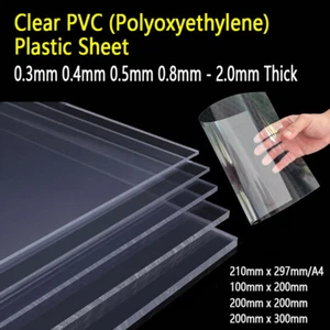 Transparent Clear PVC 0.3mm-2mm Thick PVC Plastic Sheet A4 Square Rectangular - Picture 1 of 31