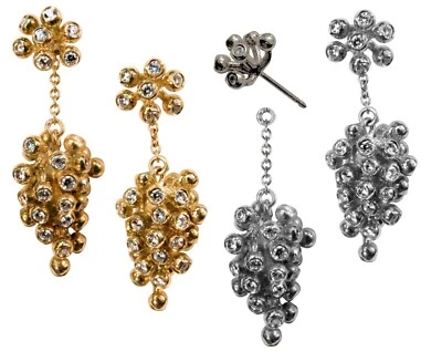 NEW-Grapes Drop Earring-Detachable Stud-Interchangeable Sterling Silver Diamonds - Image 1 of 4