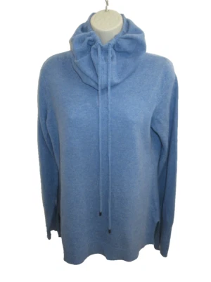 Suéter Max Studio 100 % 2 capas azul cachemir con cordón cuello alto talla L Foto 1 de 4