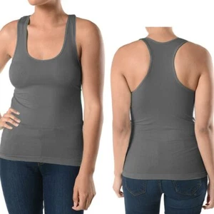 3 Pc Women Plus Size Basic Long Tank Top Sleeveless Racerback Scoop Stretch Grey - Picture 1 of 1