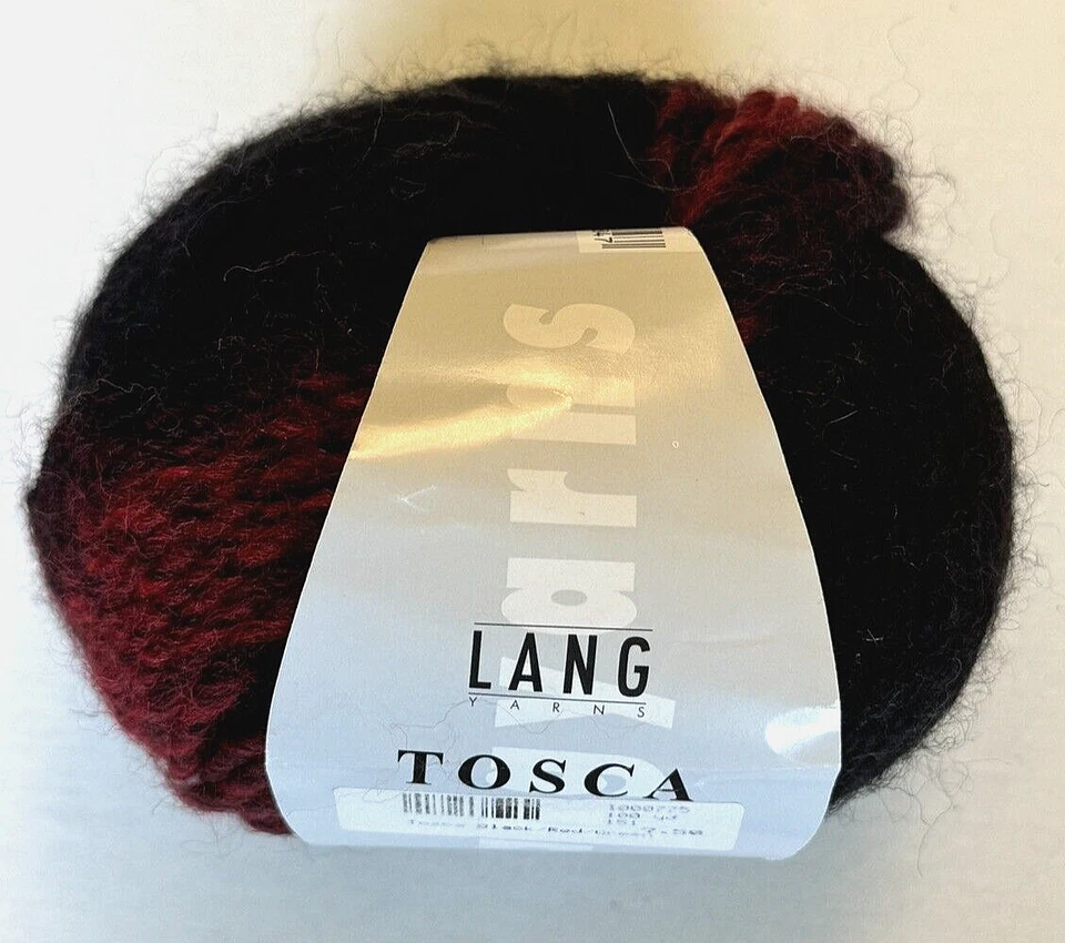 Lang Yarns Tosca 1 Ball Wool Acrylic Striping Bulky Red Black 1.76 oz 100 yds - Image 1 of 4