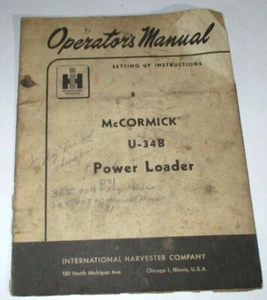 IH International McCormick U-34B Loader Operators Owners Manual ORIGINAL! 4/57 - Picture 1 of 3
