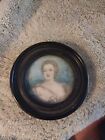 VINTAGE  MINIATURE PORTAIT OF LADY  4&quot; ROUND  MAYBE  1800&#39;S