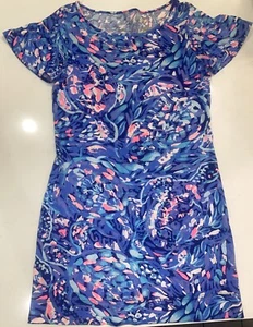 LILLY PULITZER Girls Dress Multicolor Blue Pink Flared Sleeves- Round Neck XXS - Picture 1 of 7