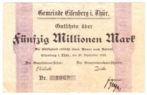 RAR Eisenberg Thüringen 50 Millionen Mark September 1923-siehe Foto- - Bild 1 von 2