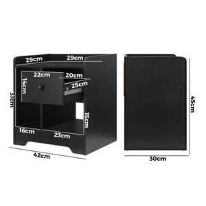 Oikiture Bedside Table with Drawer & Storage Space Black - Picture 1 of 8