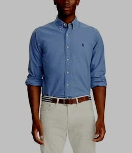 $110 Polo Ralph Lauren Big & Tall Solid Garment-Dye Oxford Shirt , Blue , 2LT - Picture 1 of 1