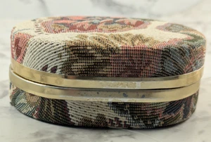 Vintage Tapestry Small Oval Earring Jewelry Box - Picture 1 of 9