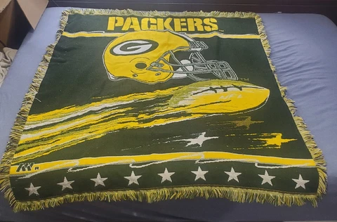 Vintage Green Bay Packers Blanket And Rug Lot Woven NFL Collectibles Cover