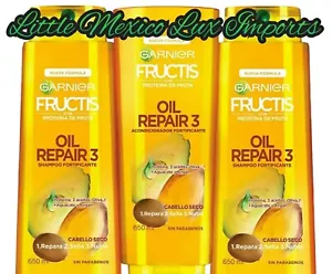 3 Pack GARNIER FRUCTIS OIL REPAIR LISO COCO 2-SHAMPOO &ACONDICIONADOR 650ml each - Picture 1 of 3