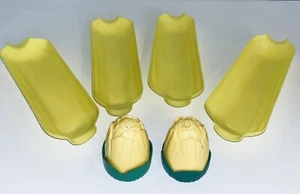 Vtg Yellow & Green Corn Flower Salt & Pepper Shakers W/4 Trays Lake Home Camping - Picture 1 of 14