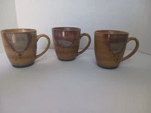 POTTERY Sango 4951  Set 3 Coffee Mug Cup Brown Drip Glaze Dinnerware RETIRED - Picture 1 of 7