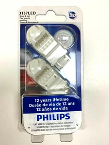 2pcs Philips 3157 RED LED Bright Light bulb Reverse Back Up/Tail/Brake/Stop/Turn - Imagen 1 de 2