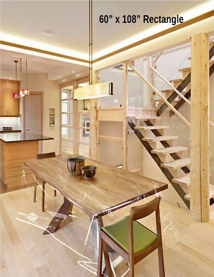 60"x108" - Crystal Clear Plastic Table Protector Tablecloth Vinyl Table Cover - Image 1 of 2