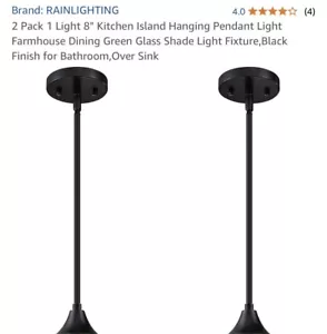 RAINLIGHTING Amber Glass Kitchen Island Hanging Pendant Ceiling Light 2 Pack New - Picture 1 of 6
