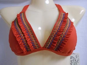 Lucky Brand Size M Medium Spy Red New Womens Halter Crossback Bikini Top Swim - Picture 1 of 3