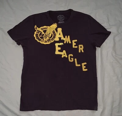 Camiseta American Eagle Athletic Fit Hombre M Med Cosido Logo Marrón Algodón 20 x 26 Foto 1 de 4