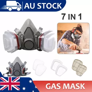 7 IN 1 Gas Mask Full Face Respirator Paint Spray Chemical Facepiece Safety NEW - Picture 1 of 16