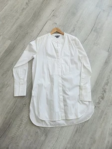 Vince Mujer Blanco, Cuello Banda o Sin Cuello Túnica Estilo Camisa L - Imagen 1 de 9