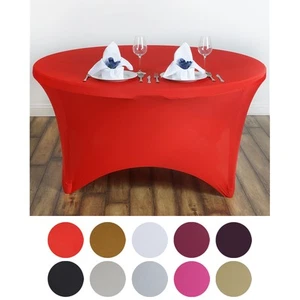 60" SPANDEX 5 feet FITTED TABLECLOTH Stretchable Table Cover for a Party Wedding - Picture 1 of 37