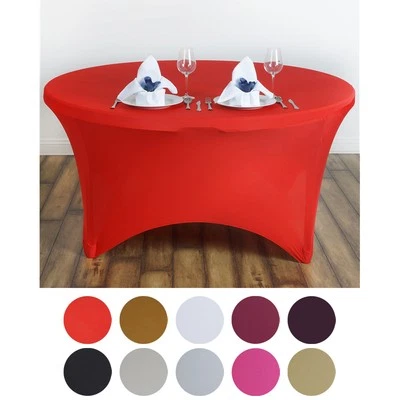 60" SPANDEX 5 feet FITTED TABLECLOTH Stretchable Table Cover for a Party Wedding - Image 1 of 3