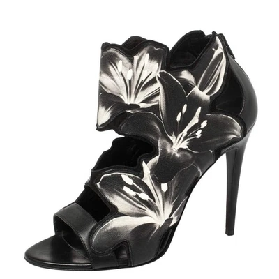 Botines de cuero Pierre Hardy con estampado de lirio negro talla 385 Foto 1 de 4