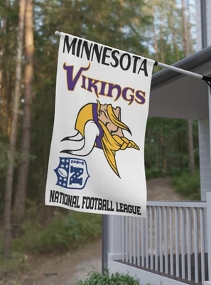 Vintage Minnesota Vikings Throwback Logo On Two Sided Flag - Image 1 of 2