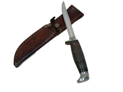 Vintage 1965-80 Case XX USA 3FINN Fixed Blade Knife in Case XX Leather Sheath - Image 1 of 4