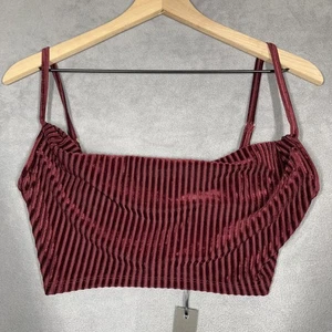 House of Harlow 1960 x Revolve Velvet Crop Top Damen XS Burgundy Striped Tank - Bild 1 von 8