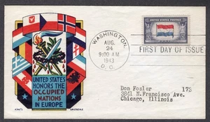 1943 überlaufene Länder Niederlande (913) - Staehle KING'S G/P WDC FDC TB420 - Bild 1 von 1