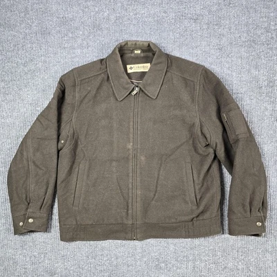Vintage Columbia Jacket Mens Large Brown Wool Nylon Full Zip Workwear Outdoors - Image 1 of 4