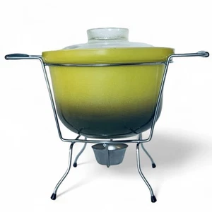 Vintage Agee Crown Pyrex "Misty" Chartreuse to Grey Ombré Large Tubby mit Wiege - Bild 1 von 18