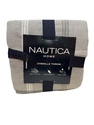 Nautica, 60"x70" Chenille Knit Plaid Lightweight Throw Blanket (Choose Color) - Image 1 of 4