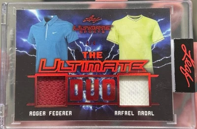 2021 Leaf Roger Federer Rafael Nadal Ultimate Duo Dual Game Used Patch Card 4/4 - Image 1 of 2
