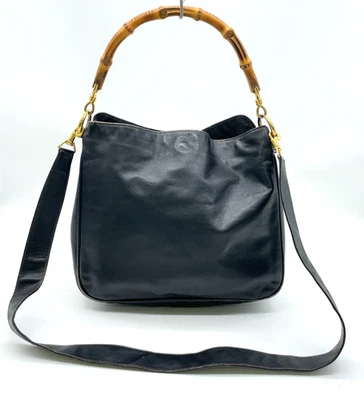 Auténtico Bolso de Mano GUCCI Cuero Bambú Negro 001.2113.1638 2 Vías NS111464 Foto 1 de 4