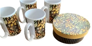 Tiffany Daffodil Lampshade Design Dessert Plates & Coffee Cups Serve 4 By NYHS - Picture 1 of 5