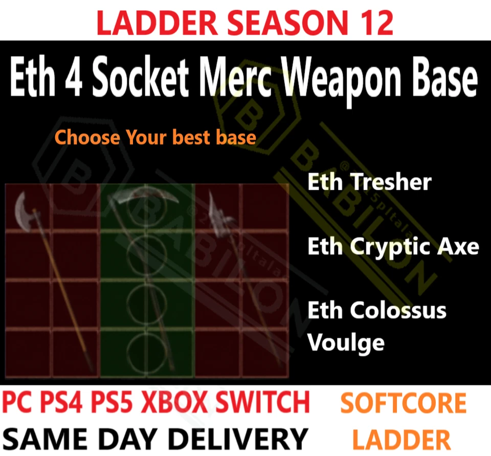 ✅PC PS4 PS5 XBOX SWITCH✅ ESCALERA Eth 4 socket Base Diablo 2 Resurrected Items D2R Foto 1 de 1