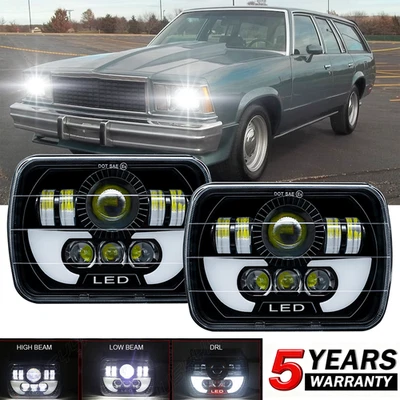 Светодиодная фара Halo дневные ходовые огни для Chevrolet Malibu 1978 1979 1980-1981 - 5x7 7x6 дюймов - Изображение 1 из 4