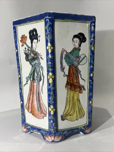 Hexagonal Chinese Porcelain Qing Dynasty Vase 19th Century - Picture 1 of 14