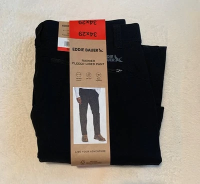 Eddie Bauer Rainier Fleece Lined men's pants Black Color & Choose Size - Image 1 of 4