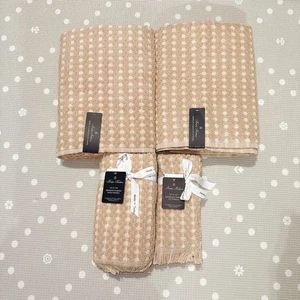 Toalla 6 piezas Brooks Brothers Premium baño turco/mano/punta leche té beige cuadros - Imagen 1 de 6